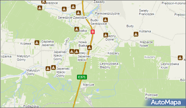 mapa Pastwiska gmina Iłża, Pastwiska gmina Iłża na mapie Targeo