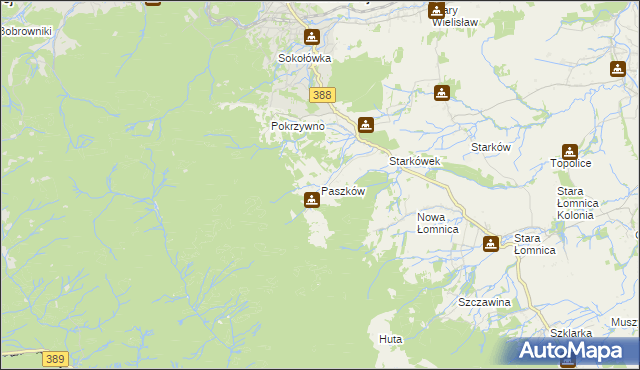 mapa Paszków gmina Bystrzyca Kłodzka, Paszków gmina Bystrzyca Kłodzka na mapie Targeo
