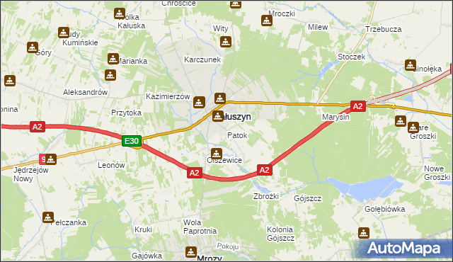 mapa Patok gmina Kałuszyn, Patok gmina Kałuszyn na mapie Targeo