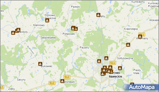 mapa Paustry, Paustry na mapie Targeo