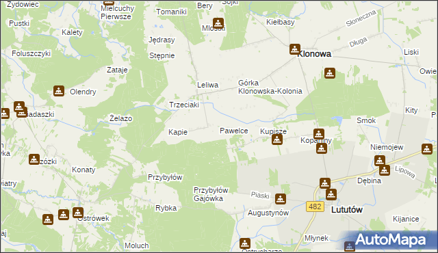 mapa Pawelce, Pawelce na mapie Targeo