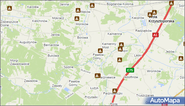 mapa Pawłów Dolny, Pawłów Dolny na mapie Targeo