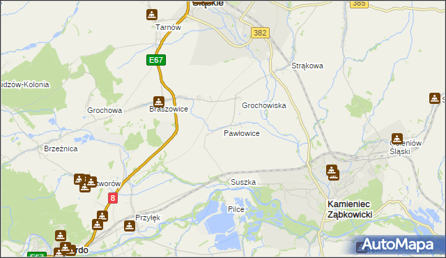 mapa Pawłowice gmina Ząbkowice Śląskie, Pawłowice gmina Ząbkowice Śląskie na mapie Targeo