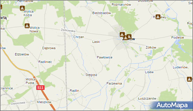 mapa Pawłowice gmina Żerków, Pawłowice gmina Żerków na mapie Targeo