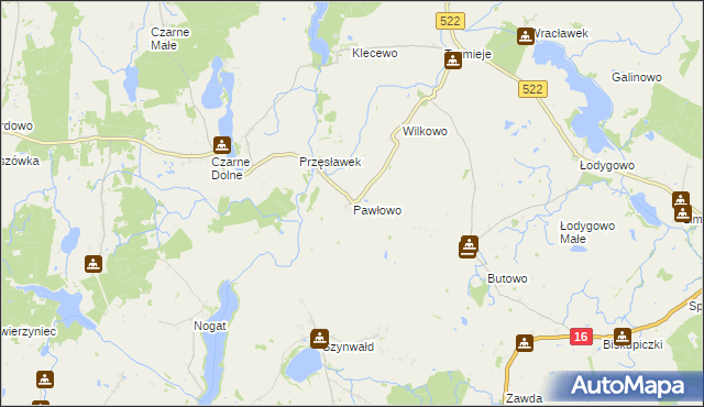 mapa Pawłowo gmina Gardeja, Pawłowo gmina Gardeja na mapie Targeo