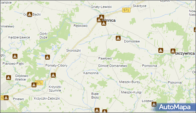 mapa Pawłowo gmina Winnica, Pawłowo gmina Winnica na mapie Targeo