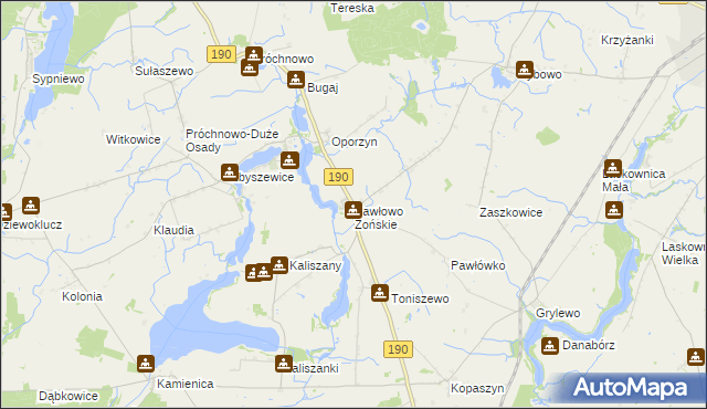 mapa Pawłowo Żońskie, Pawłowo Żońskie na mapie Targeo