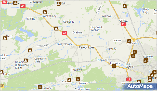 mapa Pawonków, Pawonków na mapie Targeo