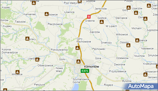 mapa Pęchów, Pęchów na mapie Targeo