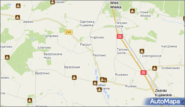 mapa Pęchowo, Pęchowo na mapie Targeo