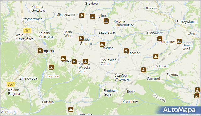 mapa Pęcławice Górne, Pęcławice Górne na mapie Targeo