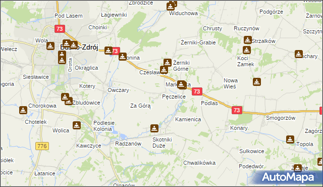 mapa Pęczelice, Pęczelice na mapie Targeo