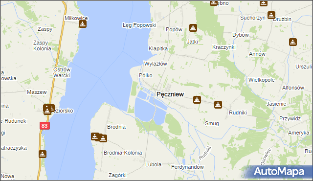 mapa Pęczniew, Pęczniew na mapie Targeo