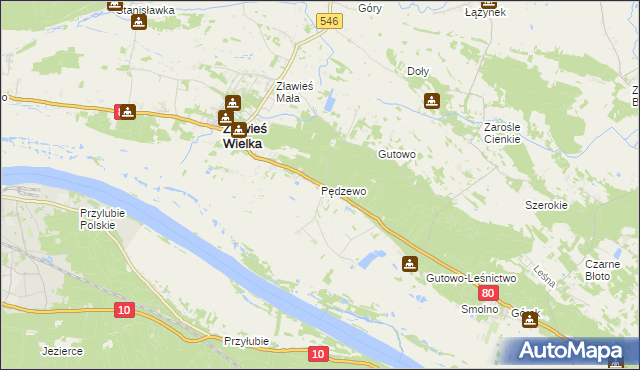 mapa Pędzewo, Pędzewo na mapie Targeo