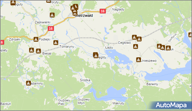 mapa Pęglity, Pęglity na mapie Targeo