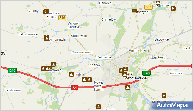 mapa Pełcznica, Pełcznica na mapie Targeo