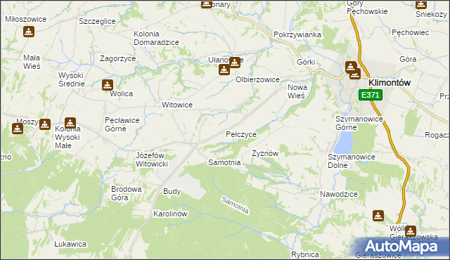 mapa Pełczyce gmina Bogoria, Pełczyce gmina Bogoria na mapie Targeo