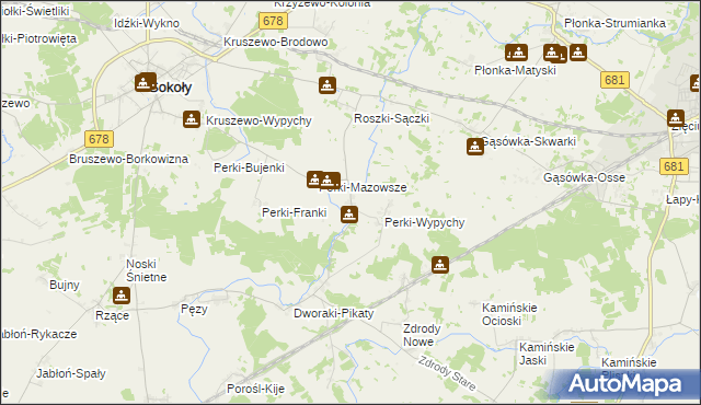 mapa Perki-Lachy, Perki-Lachy na mapie Targeo