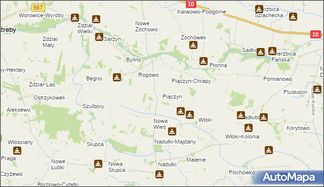 mapa Piączyn, Piączyn na mapie Targeo