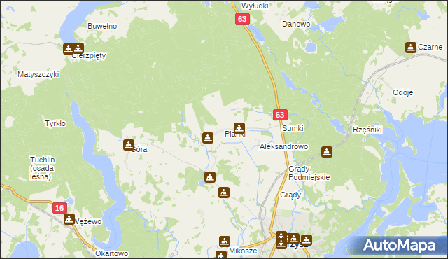 mapa Pianki gmina Orzysz, Pianki gmina Orzysz na mapie Targeo