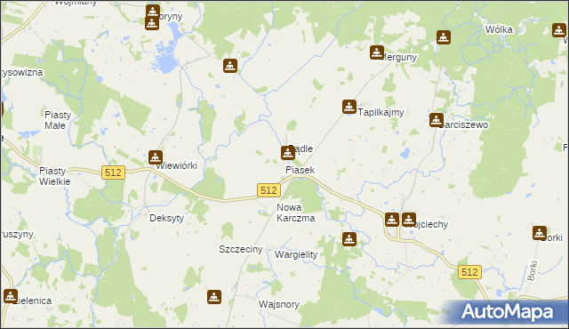 mapa Piasek gmina Górowo Iławeckie, Piasek gmina Górowo Iławeckie na mapie Targeo