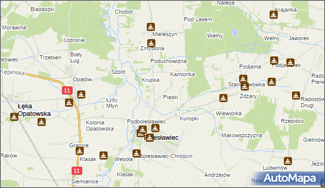 mapa Piaski gmina Bolesławiec, Piaski gmina Bolesławiec na mapie Targeo