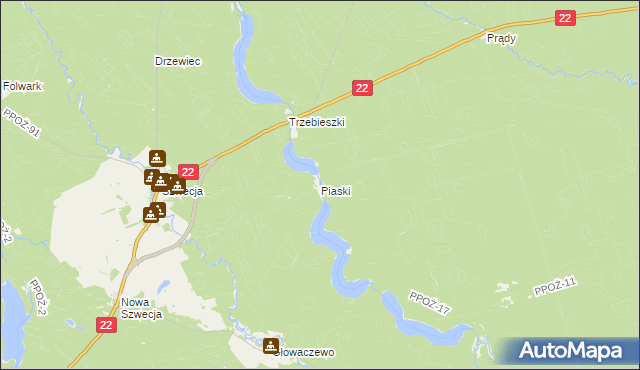 mapa Piaski gmina Jastrowie, Piaski gmina Jastrowie na mapie Targeo