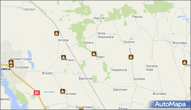 mapa Piaski gmina Kruszwica, Piaski gmina Kruszwica na mapie Targeo
