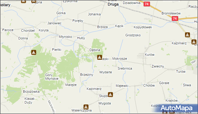 mapa Piaski gmina Wieluń, Piaski gmina Wieluń na mapie Targeo