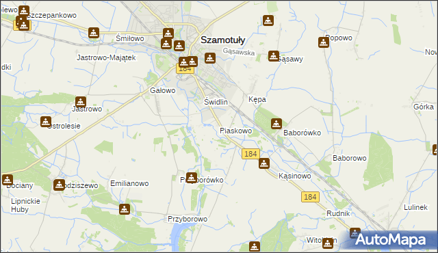 mapa Piaskowo gmina Szamotuły, Piaskowo gmina Szamotuły na mapie Targeo