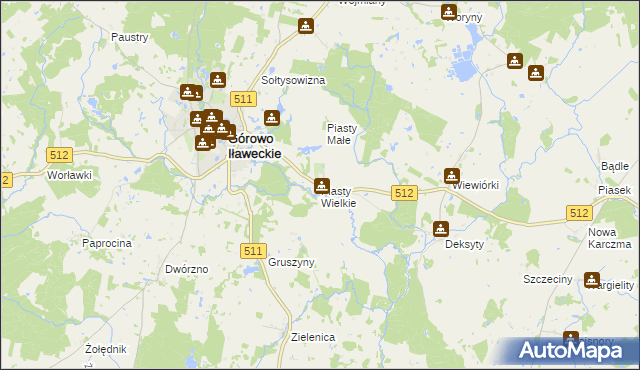 mapa Piasty Wielkie, Piasty Wielkie na mapie Targeo