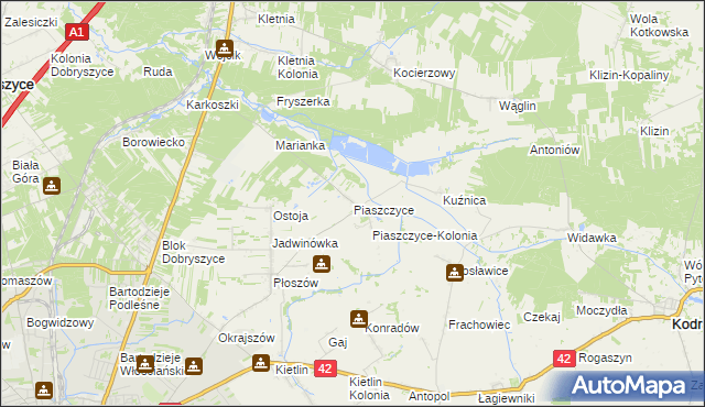 mapa Piaszczyce, Piaszczyce na mapie Targeo