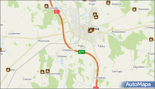 mapa Piątki gmina Nidzica, Piątki gmina Nidzica na mapie Targeo