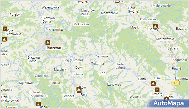 mapa Piątkowa gmina Błażowa, Piątkowa gmina Błażowa na mapie Targeo