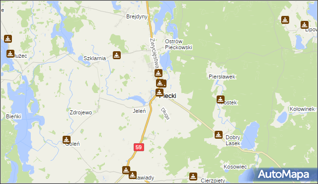 mapa Piecki powiat mrągowski, Piecki powiat mrągowski na mapie Targeo