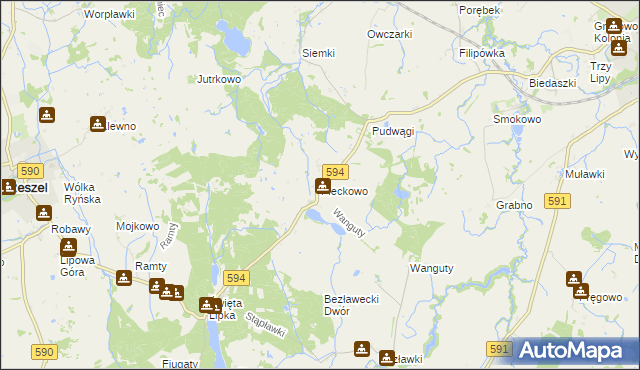 mapa Pieckowo, Pieckowo na mapie Targeo