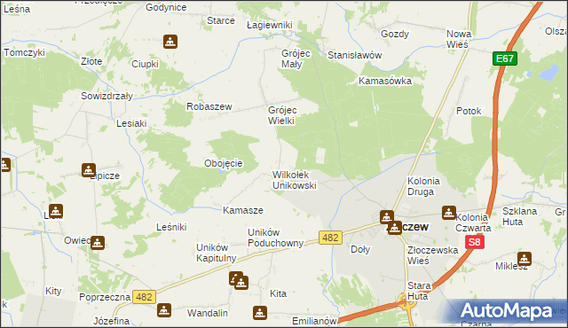 mapa Pieczyska gmina Złoczew, Pieczyska gmina Złoczew na mapie Targeo