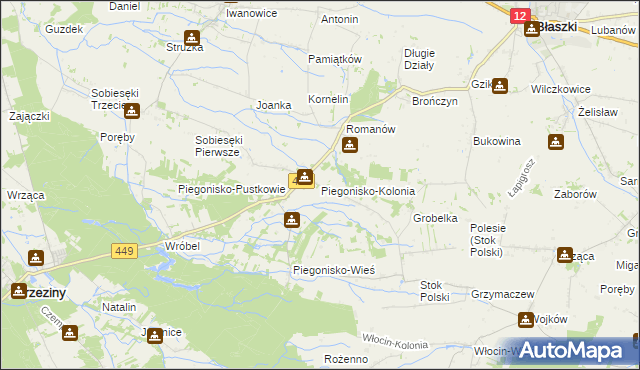 mapa Piegonisko-Kolonia, Piegonisko-Kolonia na mapie Targeo