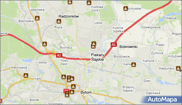 mapa Piekary Śląskie, Piekary Śląskie na mapie Targeo