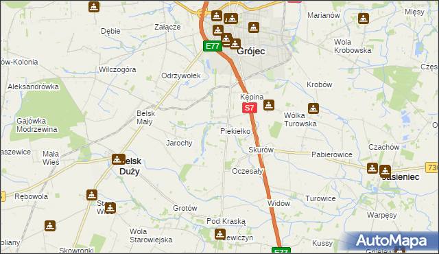 mapa Piekiełko gmina Grójec, Piekiełko gmina Grójec na mapie Targeo