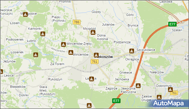 mapa Piekoszów, Piekoszów na mapie Targeo