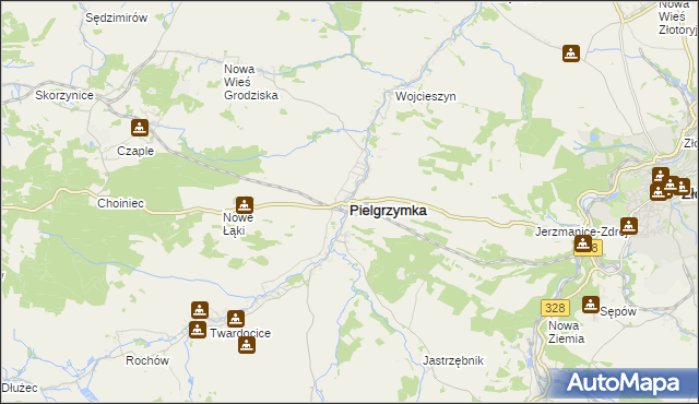 mapa Pielgrzymka powiat złotoryjski, Pielgrzymka powiat złotoryjski na mapie Targeo