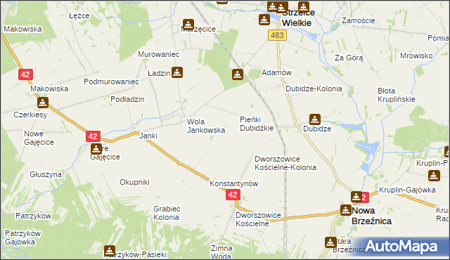 mapa Pieńki Dworszowskie, Pieńki Dworszowskie na mapie Targeo