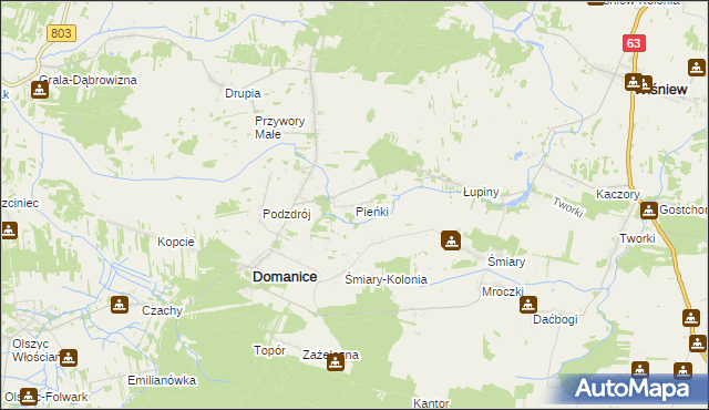 mapa Pieńki gmina Domanice, Pieńki gmina Domanice na mapie Targeo