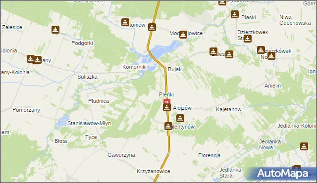 mapa Pieńki gmina Iłża, Pieńki gmina Iłża na mapie Targeo