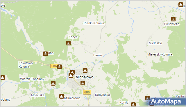 mapa Pieńki gmina Michałowo, Pieńki gmina Michałowo na mapie Targeo