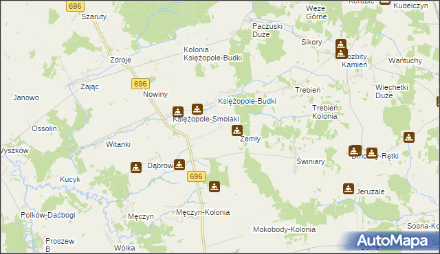 mapa Pieńki gmina Mokobody, Pieńki gmina Mokobody na mapie Targeo