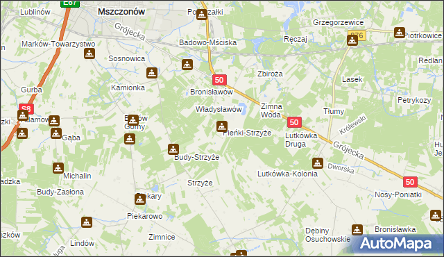 mapa Pieńki-Strzyże, Pieńki-Strzyże na mapie Targeo