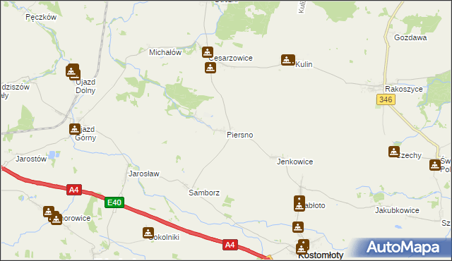 mapa Piersno gmina Kostomłoty, Piersno gmina Kostomłoty na mapie Targeo