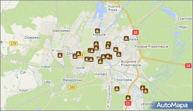 mapa Piły, Piła na mapie Targeo